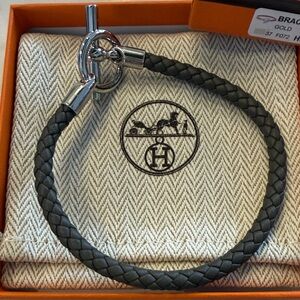 Hermes Black and Silver Men's Bracelet